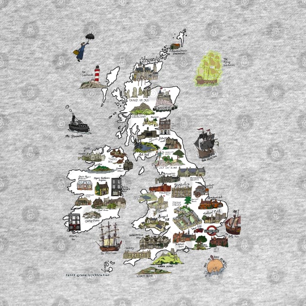 A Literary Map of the UK and Ireland by JennyGreneIllustration